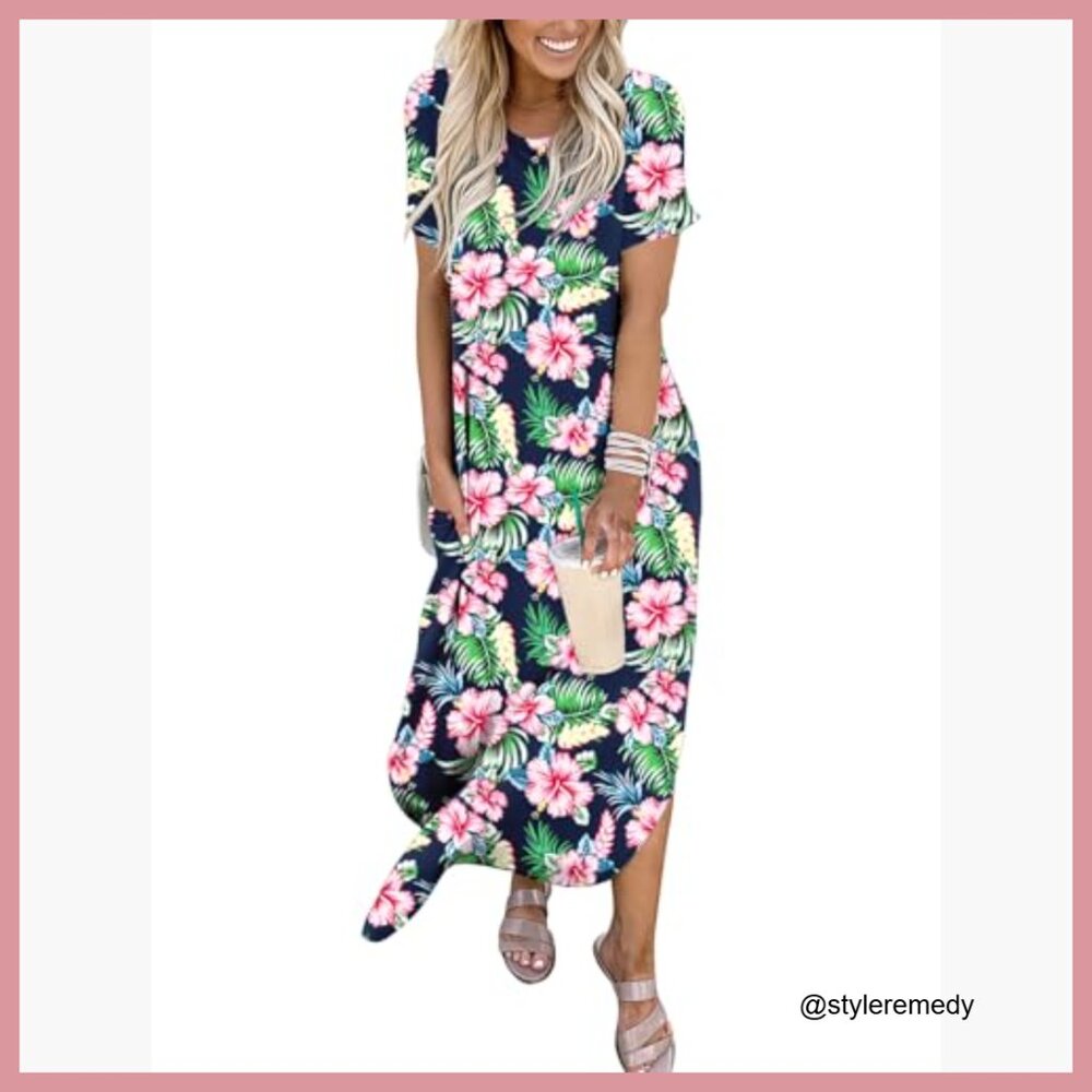 Rayon Polyester Elastane Maxi Dress Split Hem Cas… - image 5